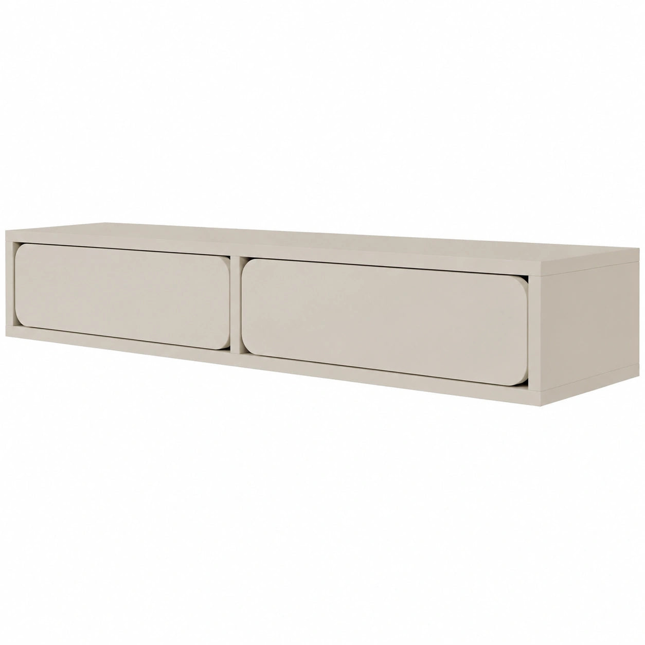 Selsey Schminktisch Graubeige 110cm mit Push-to-Open, Wandmontage, Robust und Minimalistisch