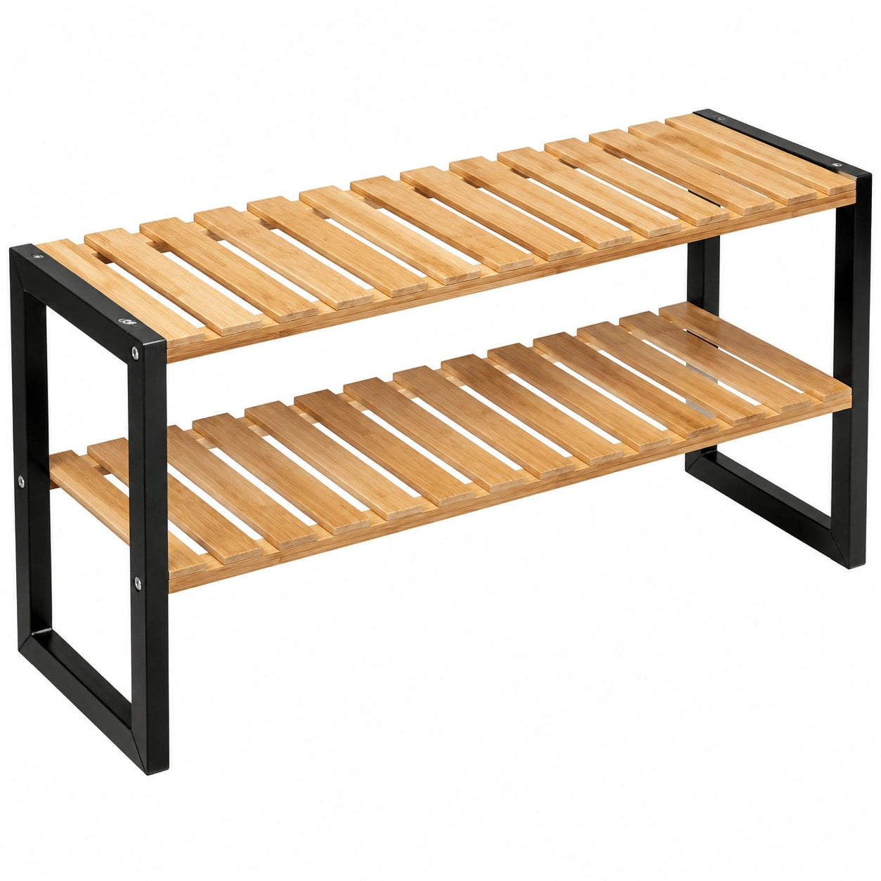 Stapelbares Schuhregal aus Bambus für 6 Paar – 2 Ebenen, 70 cm – Ideal für Flur und Ankleidezimmer
