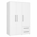FORTE Jupiter Kleiderschrank 145 cm, 3-türig mit Schubladen, Weiß