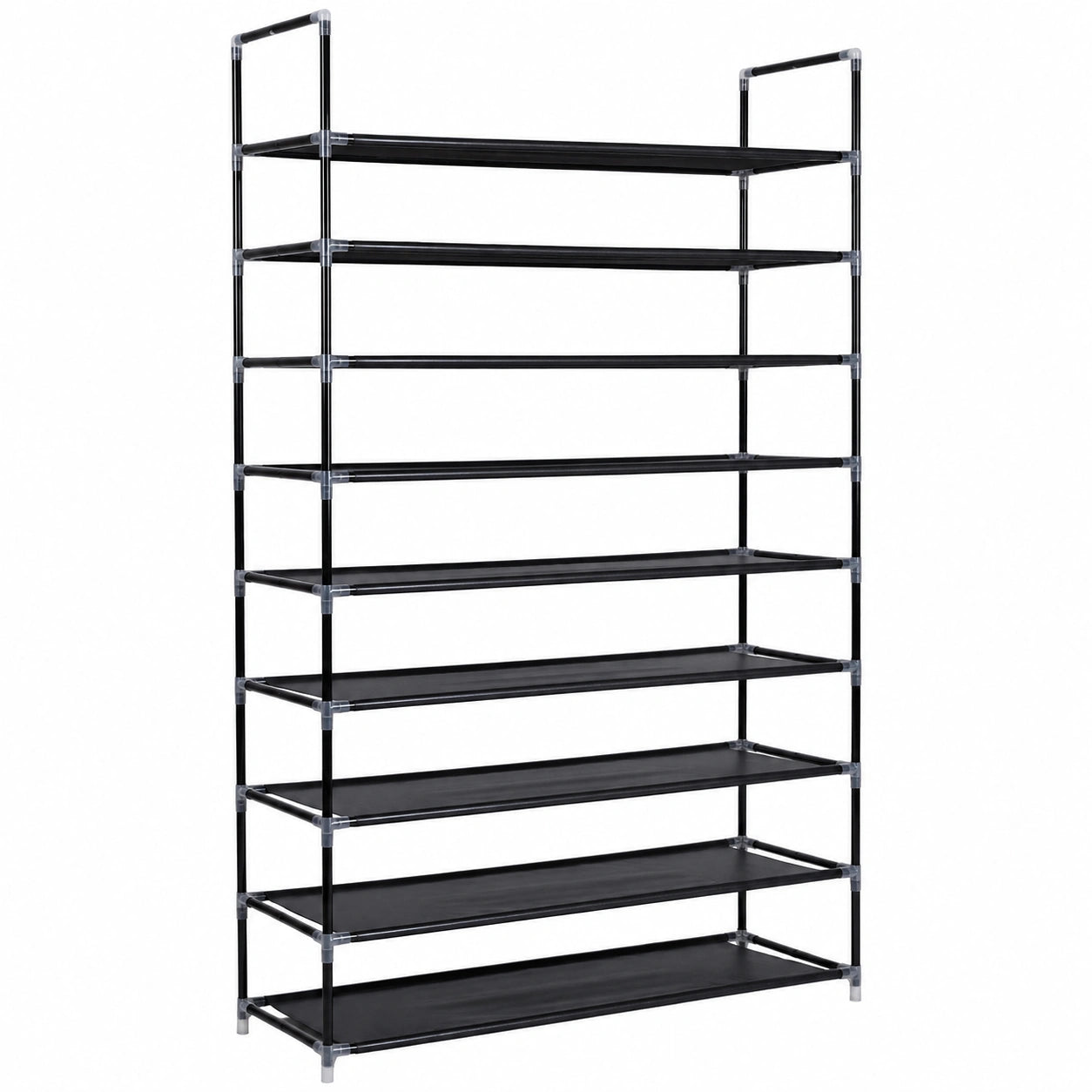 Multifunktionales Schuhregal aus Metall, 10 Etagen, platzsparend, für Flur und Ankleidezimmer, schwarz 100x30x175 cm