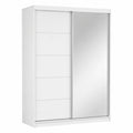 Moderner Schwebetürenschrank mit Spiegel für Schlafzimmer, Weiß, 61x183x218 cm