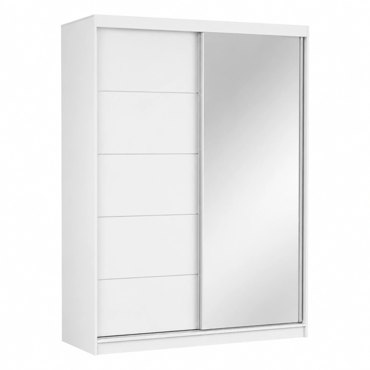 Moderner Schwebetürenschrank mit Spiegel für Schlafzimmer, Weiß, 61x183x218 cm