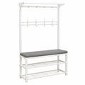 Industrielle Garderobenbank mit Schuhregal und Haken, Metall, Weiß, 100x30x172cm
