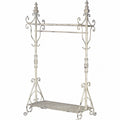 Vintage Garderobenständer aus Metall im Shabby Chic Stil, Altweiß, H198 × B89 × T58 cm, mit Ablagen und Kleiderstange
