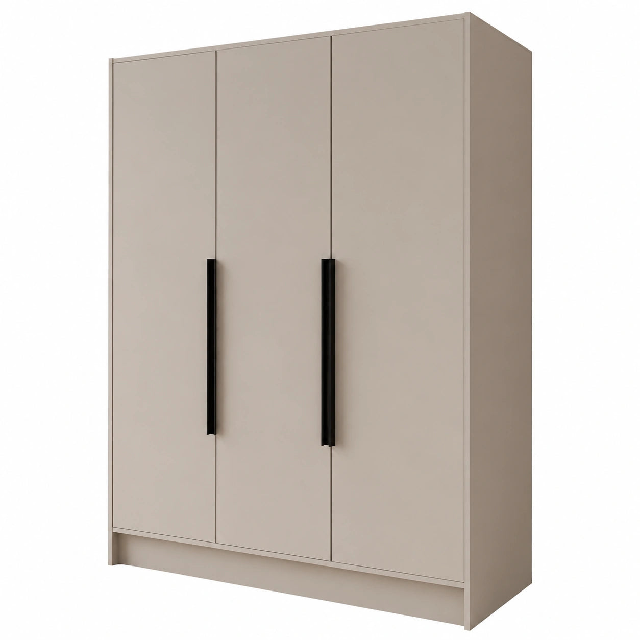 Goya Kleiderschrank mit Spiegel und Push-to-Open, Kaschmir mit schwarzen Griffen, 150 cm
