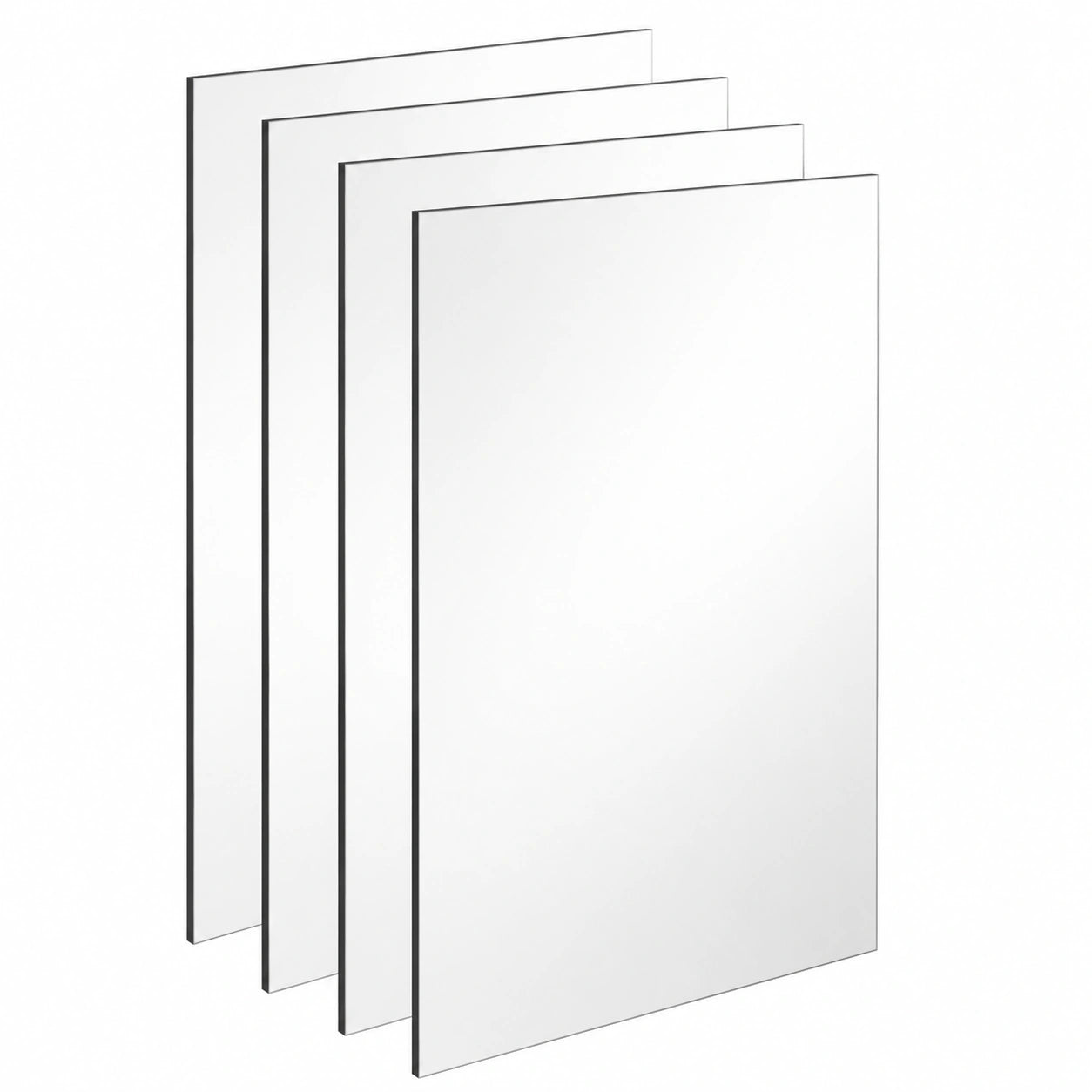 Selbstklebende HD-Glas-Wandspiegel 4er Set - Rahmenlos 40x30cm für Bad, Ankleidezimmer und Wohnzimmer