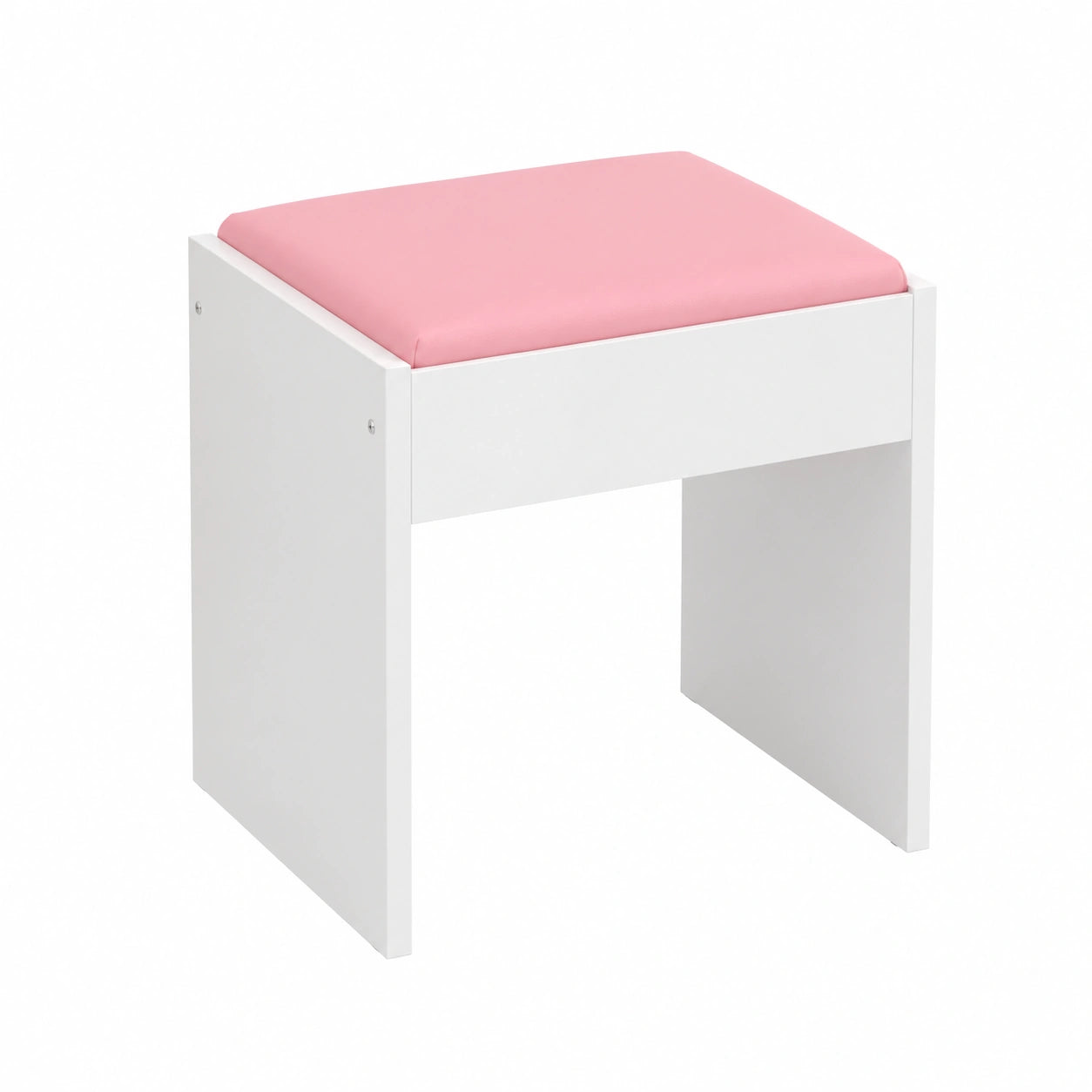 Stilvoller Schminktischhocker mit Kunstlederbezug, Holzkonstruktion, ideal für Ankleide- und Schlafzimmer, 40x30x40cm, Rosa