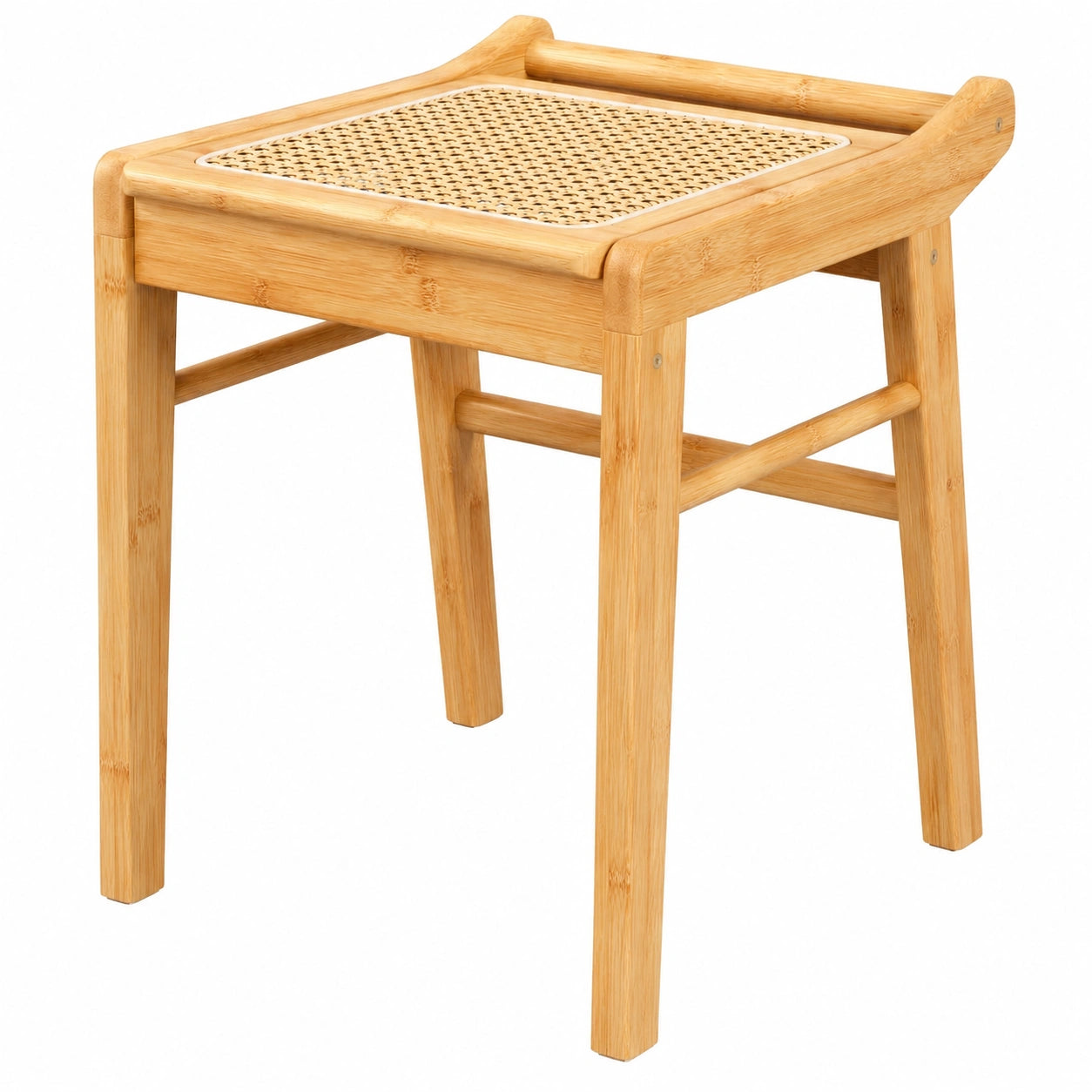 Bambus Schminkhocker mit Rattan, bis 120 kg belastbar