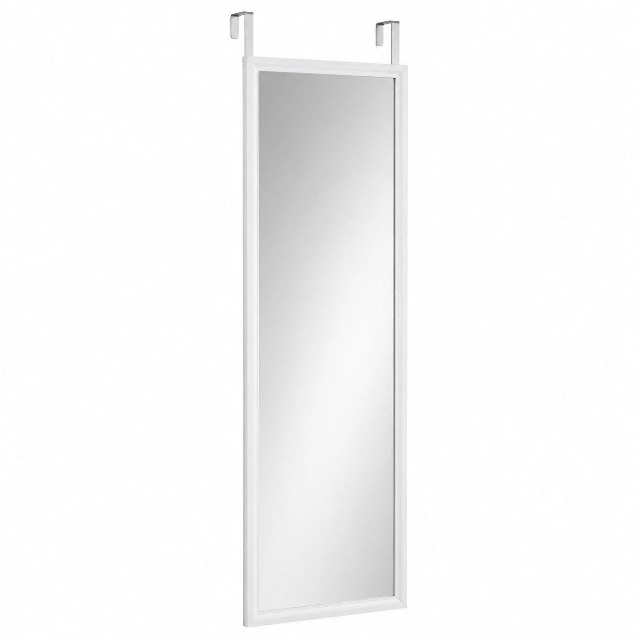 Ganzkörperspiegel mit Metallrahmen, Hartglas, 3-fach verstellbarer Türhaken, Wand- und Türmontage, Weiß