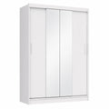 Moderner Kleiderschrank mit Spiegel und Schiebetüren, Weiß - Platzsparend und geräumig mit Kleiderstange