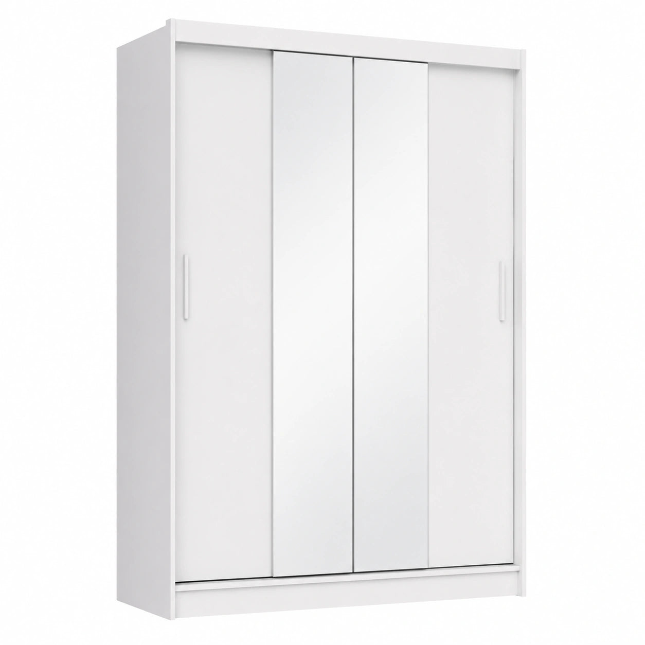 Moderner Kleiderschrank mit Spiegel und Schiebetüren, Weiß - Platzsparend und geräumig mit Kleiderstange