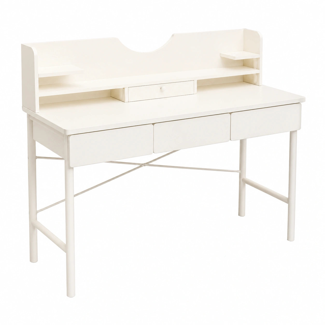 Moderner Schminktisch mit Spiegel und Schubladen, Weiß, 100 x 40 x 125,5 cm