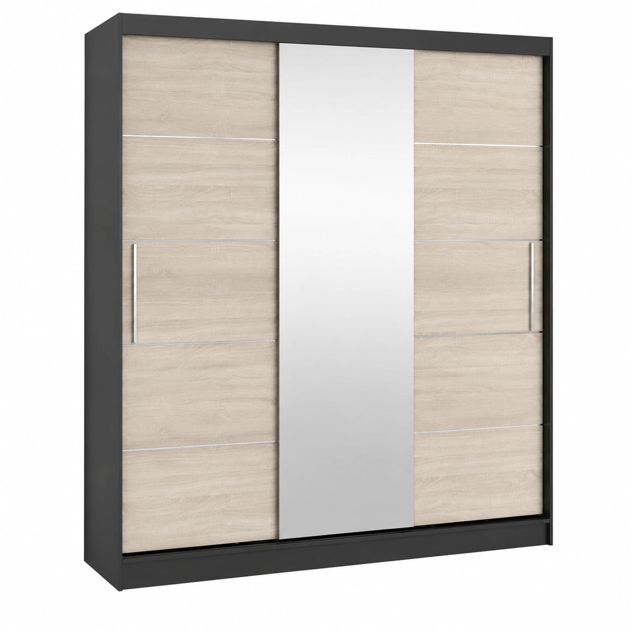 Moderner Kleiderschrank mit Spiegel und Schiebetüren - 233x61x218 cm - Ideal für Schlafzimmer und Ankleidezimmer