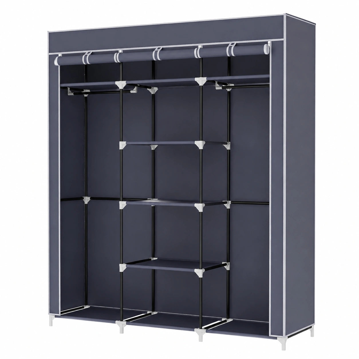 Mondeer Stoffkleiderschrank für Schlafzimmer, großer Stauraum, stabiler Aufbau, 150x45x175 cm, Grau