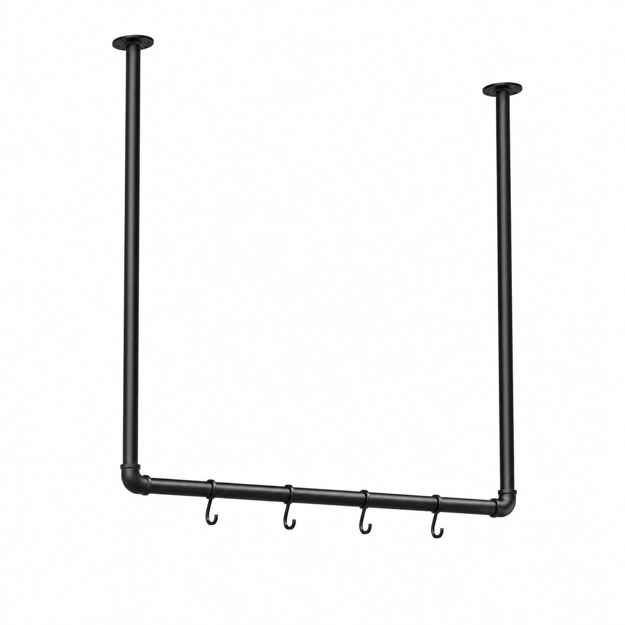 Deckenmontierte Kleiderstange aus Stahl in Schwarz – Industrial Design, 105x97 cm, für Flur und Ankleidezimmer