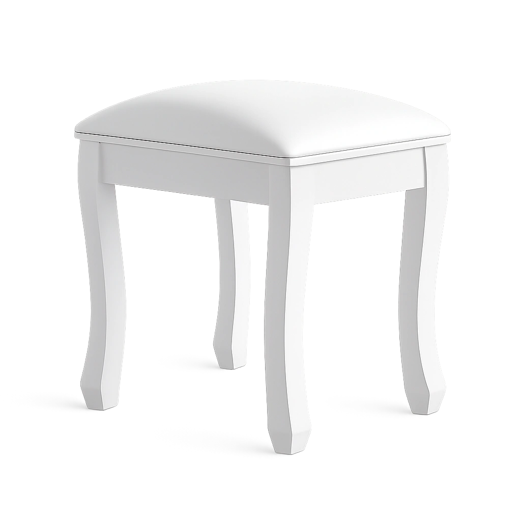 Eleganter Polsterhocker mit rutschfesten Füßen für Schlafzimmer und Flur in Weiß