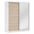 Schwebetürenschrank mit Spiegel - Moderne Schlafzimmermöbel in Weiß und Sonoma - 61 x 160 x 195 cm