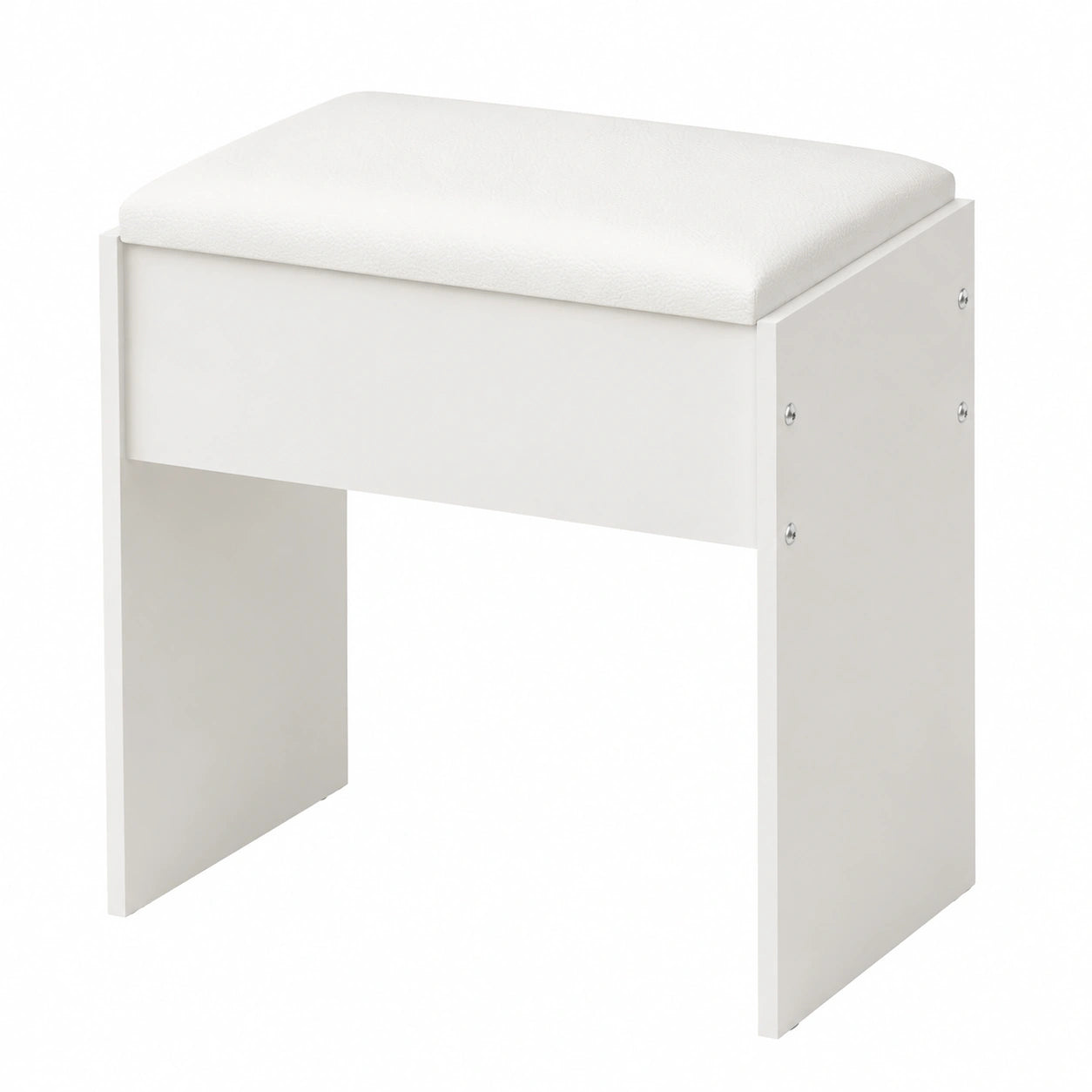 Weißer Polsterhocker für Schminktisch, Ideal für Ankleidezimmer und Schlafzimmer, 42x36x24cm