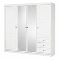 Moderner 4-türiger Kleiderschrank Oslo mit Schubladen und Metallgriffen – 200 x 215 cm