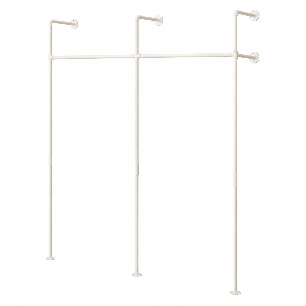 Industrielle Wandgarderobe aus Metall, Weiß, 200 kg Kapazität